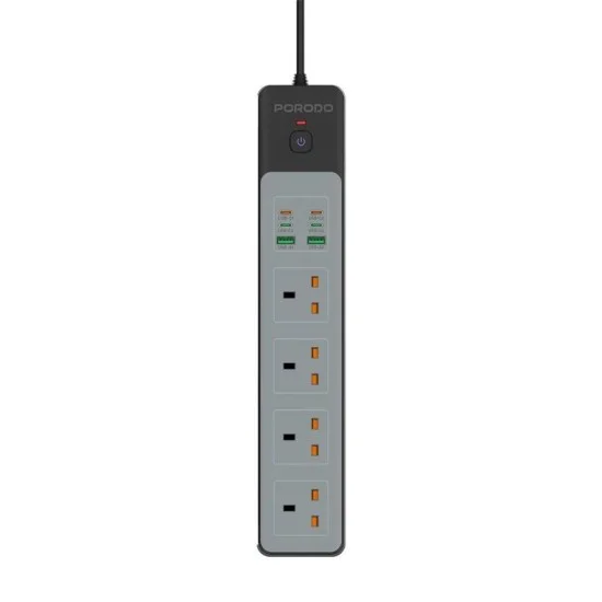 Porodo 4Ac 65W 3000W Power Strip - Black
